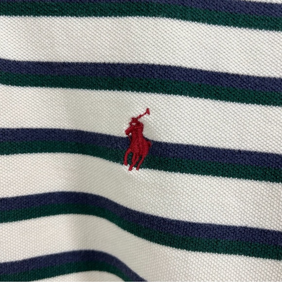 Polo Ralph Lauren Men’s Long Sleeve Blue/White Buttoned Striped Polo Size Large - Picture 3 of 9